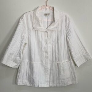 Coldwater Creek Blazer Crinkle Women's 14 Crinkle Cotton Linen